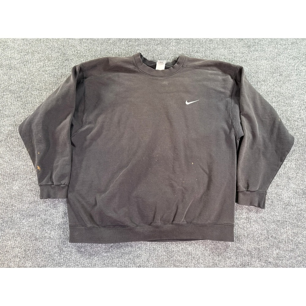 Nike Sweatshirt Mens XL Black Vintage 90s Made in USA Embroidered Swoosh Faded